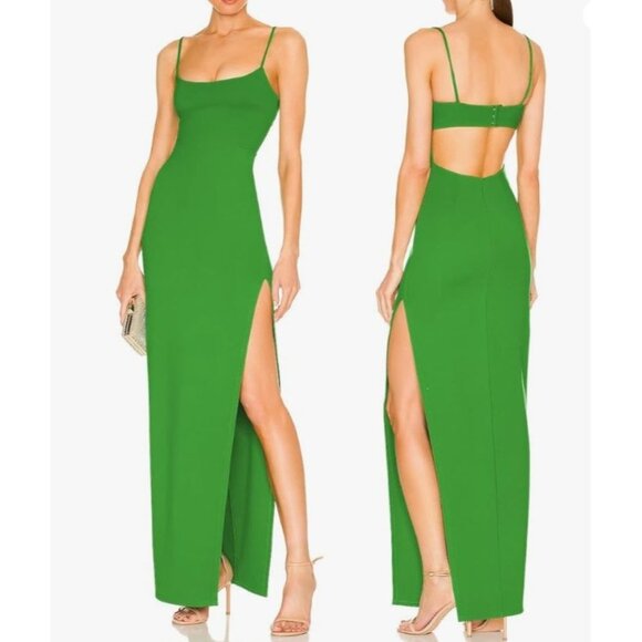 JLCNCUE Maxi Dress Womens XS Green New Sexy Backless Square Neck - Picture 1 of 11